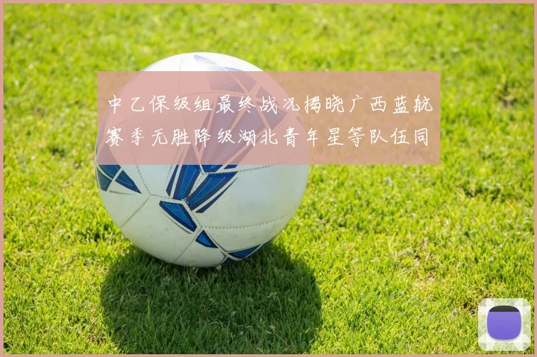 中乙保级组最终战况揭晓广西蓝航赛季无胜降级湖北青年星等队伍同遭降级
